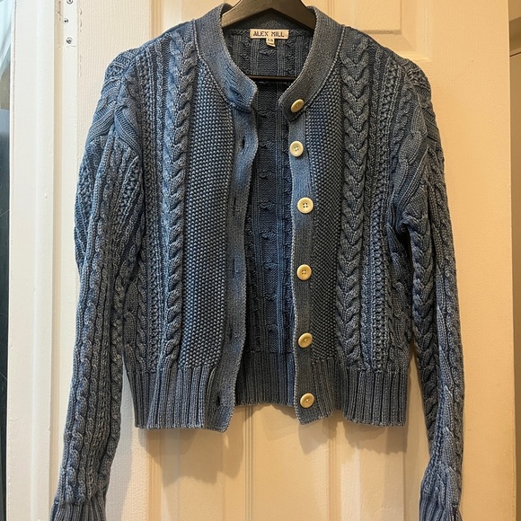 Alex Mill Sweaters - Alex Mill Denim Blue Cable Knit Cardigan